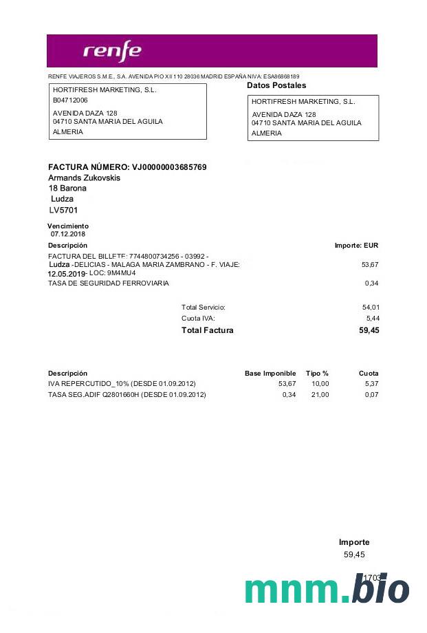 Łotwa Renfe rachunek za media szablon, w pełni edytowalny w formacie PSD